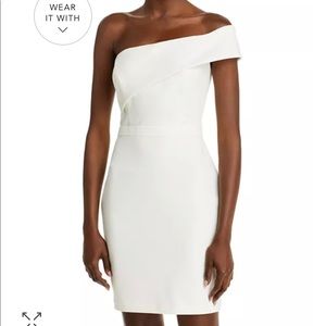 Aqua brand one-shoulder white cocktail dress